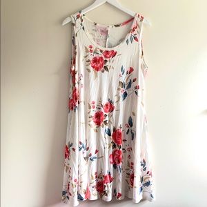 White Floral Flowy Tank Tent Dress Size Large L